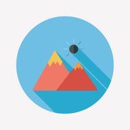Mountain tourist flat icon with long shadow N31