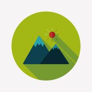 Mountain tourist flat icon with long shadow N32