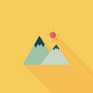 Mountain tourist flat icon with long shadow N33