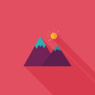 Mountain tourist flat icon with long shadow N34