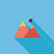 Mountain tourist flat icon with long shadow N35