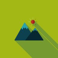 Mountain tourist flat icon with long shadow N36