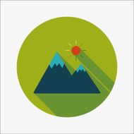 Mountain tourist flat icon with long shadow N37