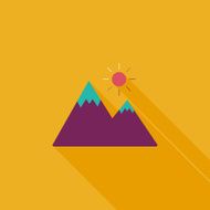 Mountain tourist flat icon with long shadow N38