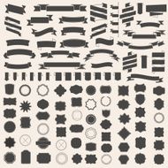 set of ribbons and frame badge label Vector templates