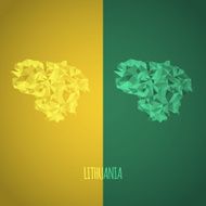 Low Poly Lithuania Map with National Colors