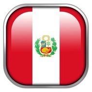 Peru Flag square glossy button