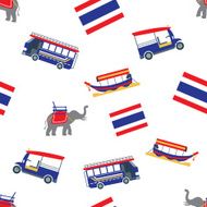 Seamless Pattern Thailand Transportation with Flag