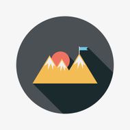 Mountain tourist flat icon with long shadow N40