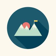 Mountain tourist flat icon with long shadow N41