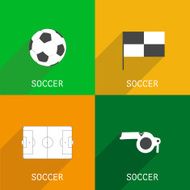 Soccer icons Long shadow flat design Vector illustration