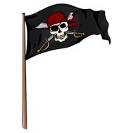 Vector Cartoon Pirate Flag Fluttering in the Wind N4