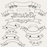 Vector set of hand drawn ribbons N3