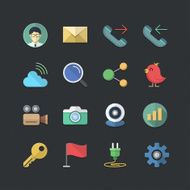 Office &amp; Business icons set with Flat color style