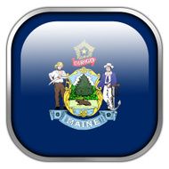 Maine State Flag square glossy button