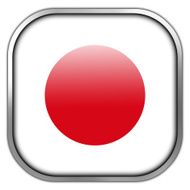Japan Flag square glossy button
