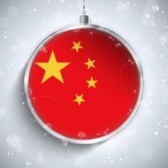 Merry Christmas Silver Ball with Flag China N3