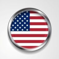 Abstract button with metallic frame USA flag