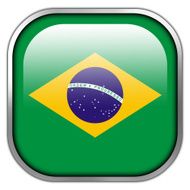 Brazil Flag square glossy button