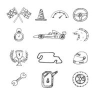 Vector racing icons in a drawing style