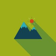Mountain tourist flat icon with long shadow N42