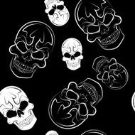 Seamless pattern with skulls black background N2