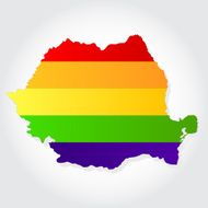 Rainbow flag in contour of Romania
