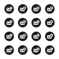 Email Icons Set 1 - Black Circle Series