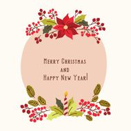 Vector Christmas banner with vintage flowers