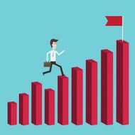 Businessman running to the top of Charts - Vector N3