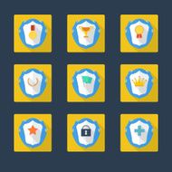 Trophy and awards icons in flat design style N2