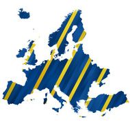 Europe striped flag map on white background