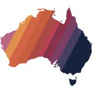 Australia color stripes map on white background