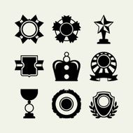 Trophy and awards icons set in flat design style N2