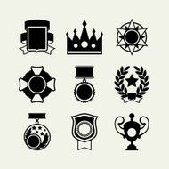 Trophy and awards icons set in flat design style N3