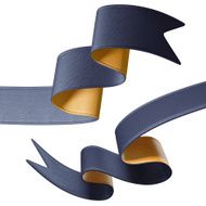 3d blue silver double sided festive ribbon tag isolated object N4