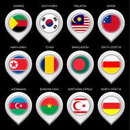 Map marker with flag-set fourteenth