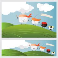 Sushi Character parade on mountain