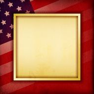 Golden frame with USA grunge flag background
