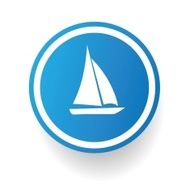 Sailboat symbol button on White background vector