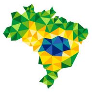 Brazil map with triangle flag