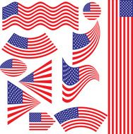 American flag collection - raster image