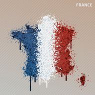 France Flag Color Paint Graffiti Map Grunge