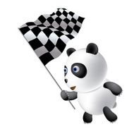 Panda waving race flag