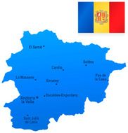 Map of Andorra - states cities and flag