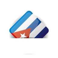 Glossy icon with Flag of Cuba in white pocket