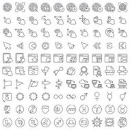 One hundred vector line icons set N2