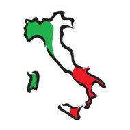 map and flag of Italy