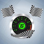 Rev counter with checkered flag