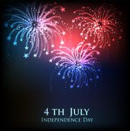 Creative and colorful fireworks in night for 4th of July
